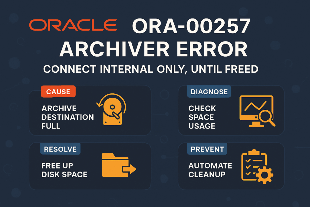 ORA-00257: Archiver Error – Connect Internal Only Until Freed (Fix ...
