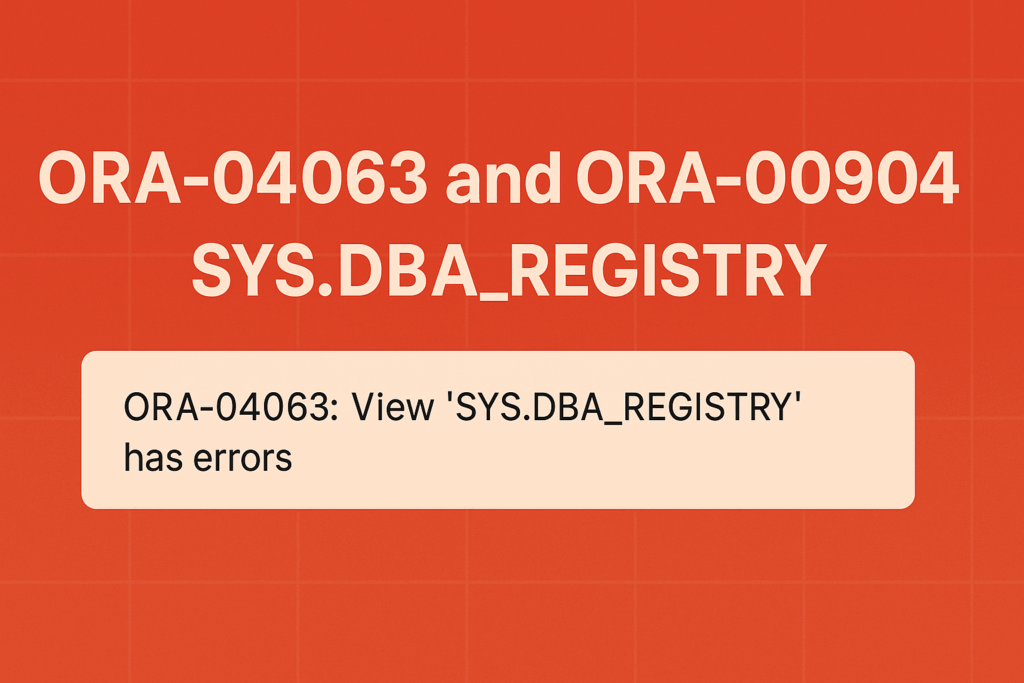 ORA-04063 and ORA-00904 on 