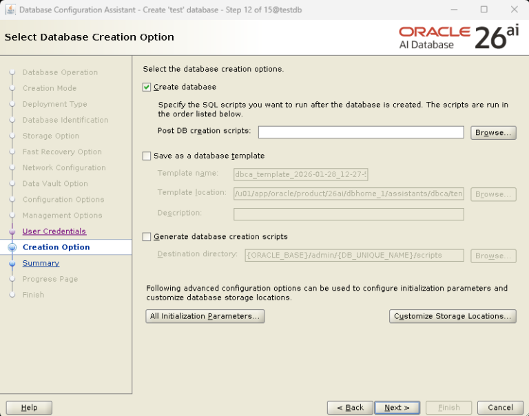 Oracle AI Database 26ai DBCA Database Creation Guide